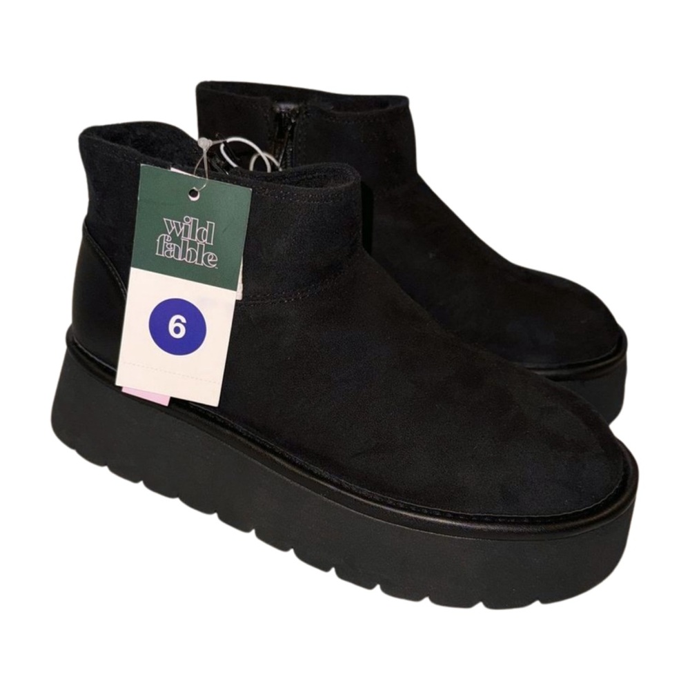 NWT Wild Fable Women’s Black Platform Booties | Memory Foam Insole | Size 6